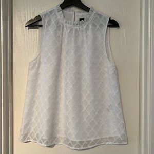 Women’s Banana Republic Sleeveless Ruffle Neck Top - White - Size S